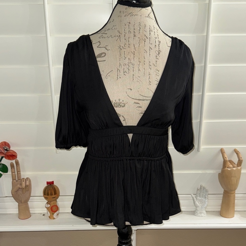 Dolan Left Coast Cut-Out V-Neck Top Black